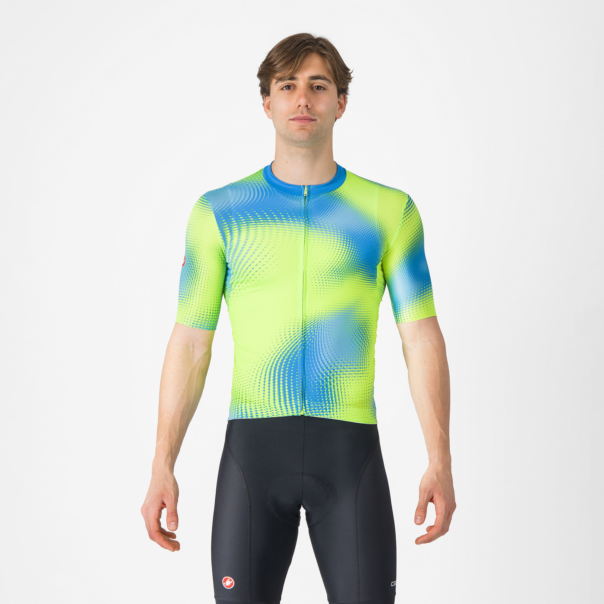 Castelli Castelli - tricou ciclism maneca scurta regular fit - Vortice Jersey - albastru | verde lime