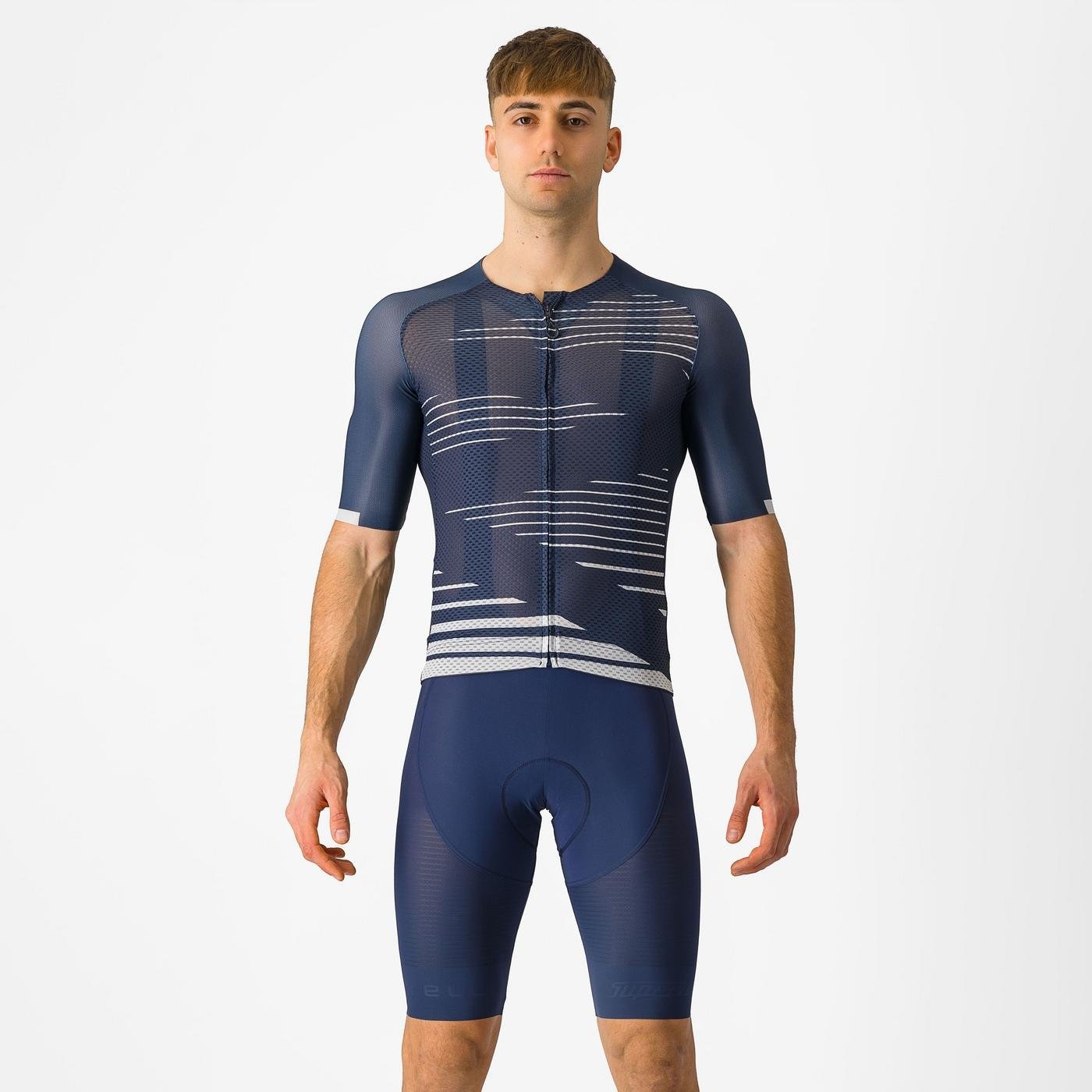 Castelli Castelli - pantaloni ciclism scurti cu bretele - Superleggera Bibshort - 20-40 gr C - albastru belgian