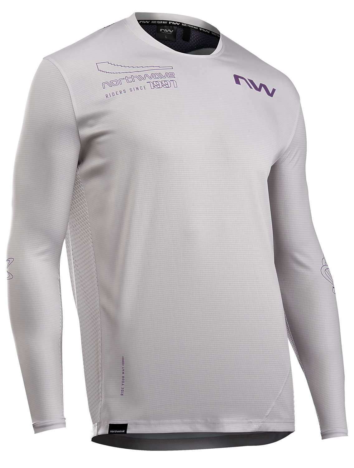 Bicycle Jerseys Northwave - tricou ciclism maneca lunga - Edge 2 Jersey Long Sleeve - Light Grey | Dark Purple