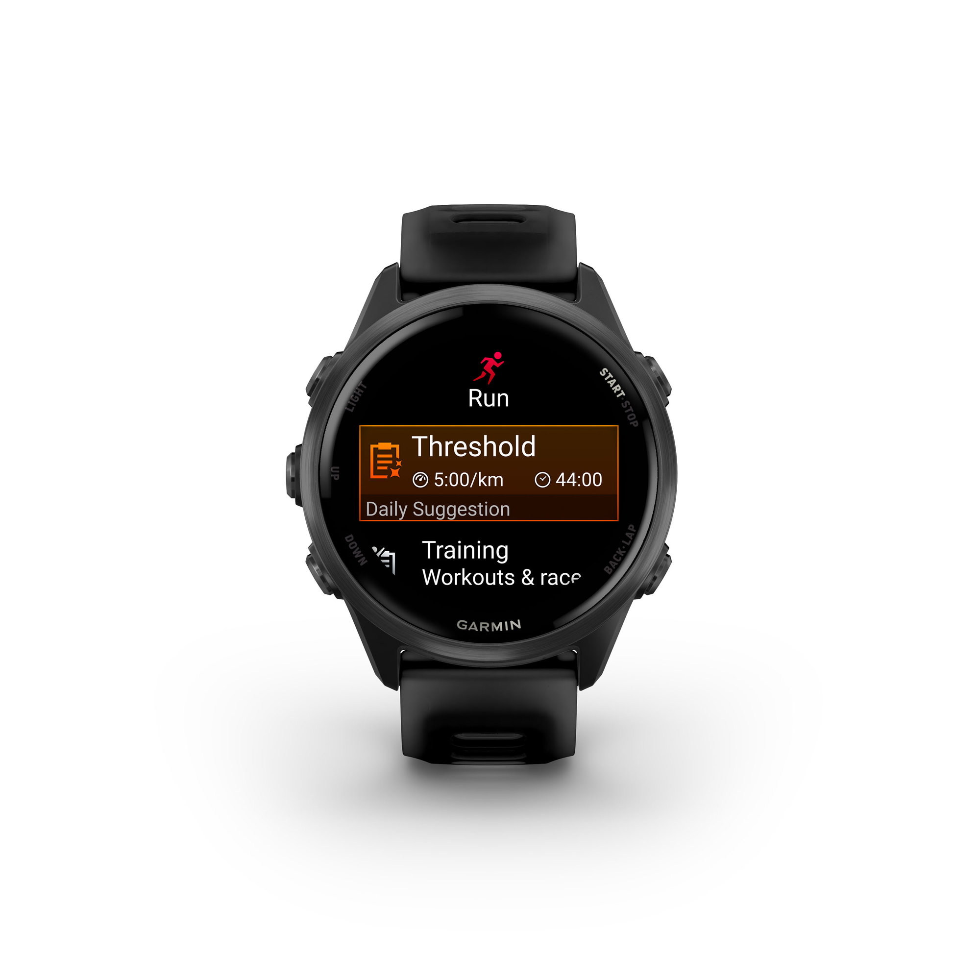 etichete Garmin Forerunner 570 - 42 mm - ceas multisport cu GPS si AMOLED - negru Slate Gray Aluminium with Translucent Black | Black Band