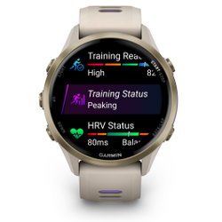 Garmin Forerunner 970 AMOLED Titan Sapphire - Smartwatch multisport soft gold/ french grey