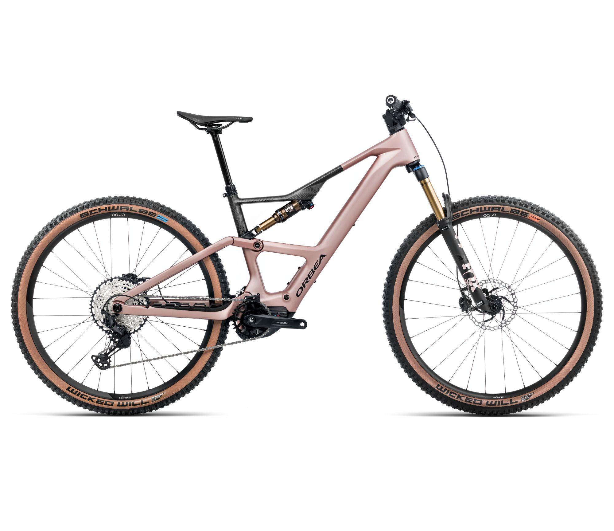 Orbea Bicicletă electrică eMTB Trail Orbea RISE SL M10 420W - Desert Rose | Carbon Raw (Matt)
