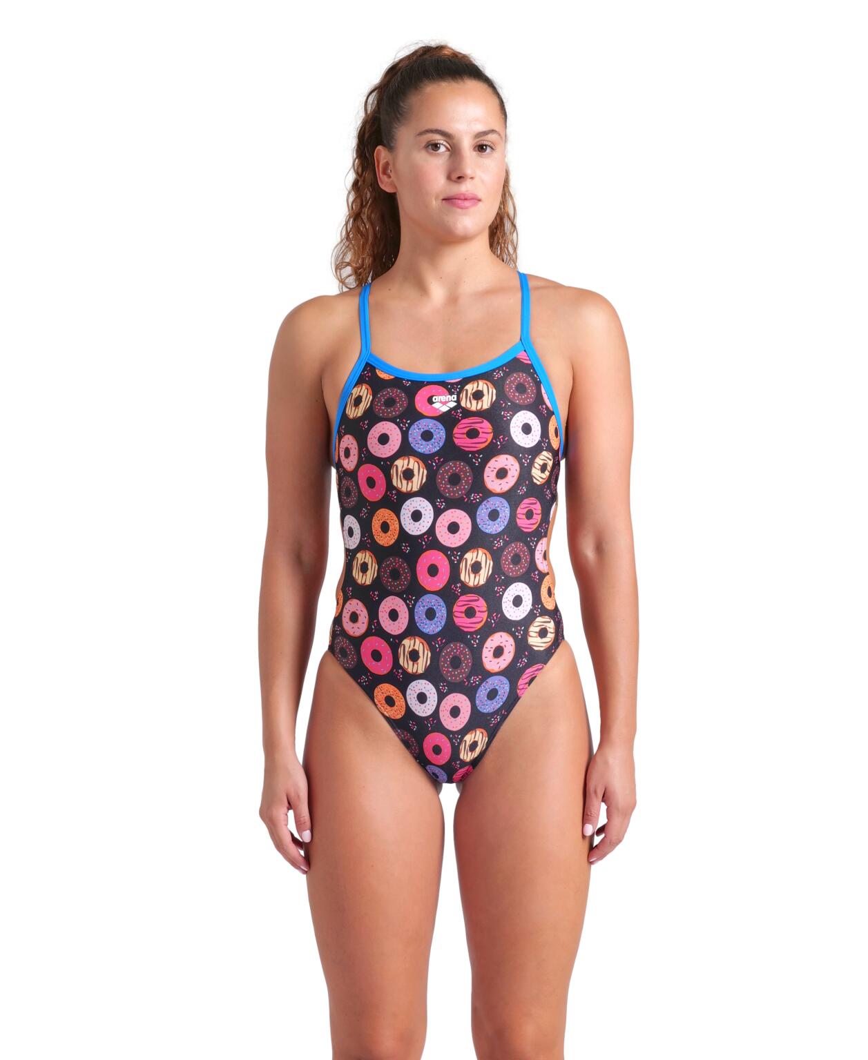 Arena Arena - costum inot femei intreg - Donuts Swimsuit Challenge Back - Black - Multi I Blue I River