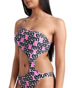 Arena - costum inot femei intreg - Logotype Swimsuit Single Shoulder - White Multi-Black
