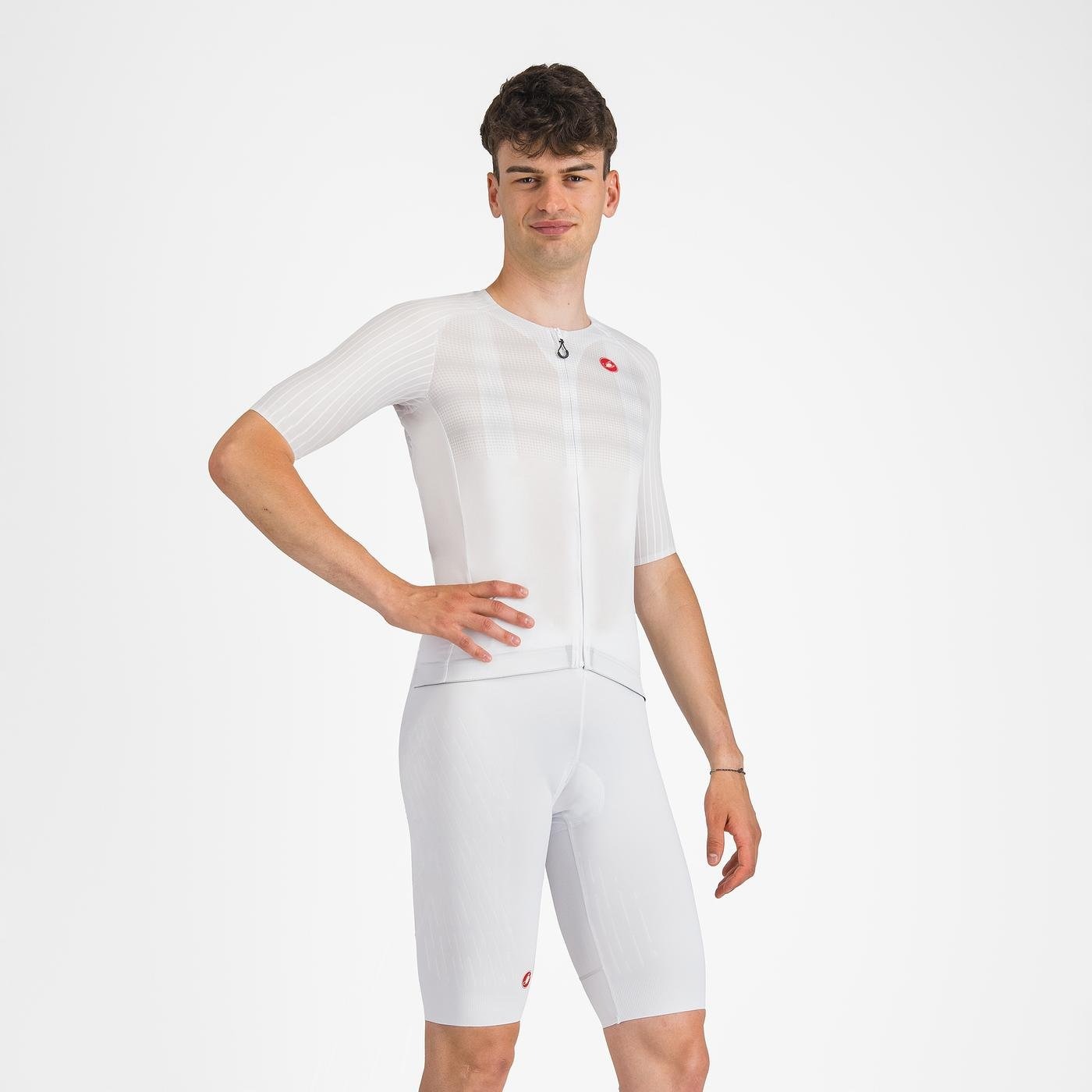 Castelli Castelli - pantaloni ciclism scurti cu bretele - Free Aero Race S Bibshort - alb