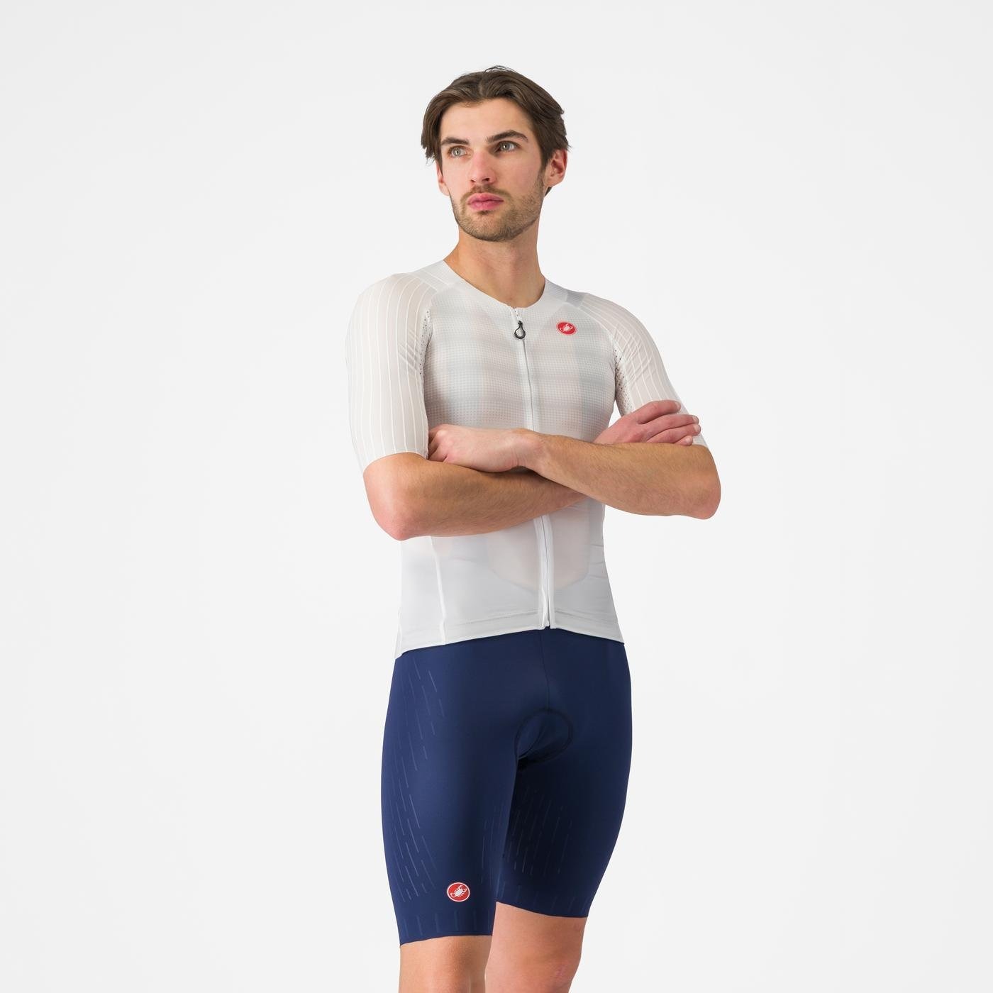 Castelli Castelli - pantaloni ciclism scurti cu bretele - Free Aero Race S Bibshort - albastru belgian
