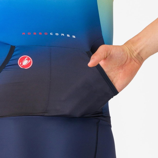 Castelli - costum triatlon fara maneci - Free Sanremo 3 Suit Sleeveless - albastru belgian | portocaliu