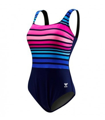 TYR TYR - costum inot femei Ombre stripe aqua controlfit - albastru navy roz mov