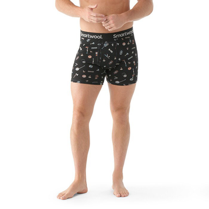 Smartwool Smartwool - boxer merino - Merino Print Boxer Brief Boxed - Negru