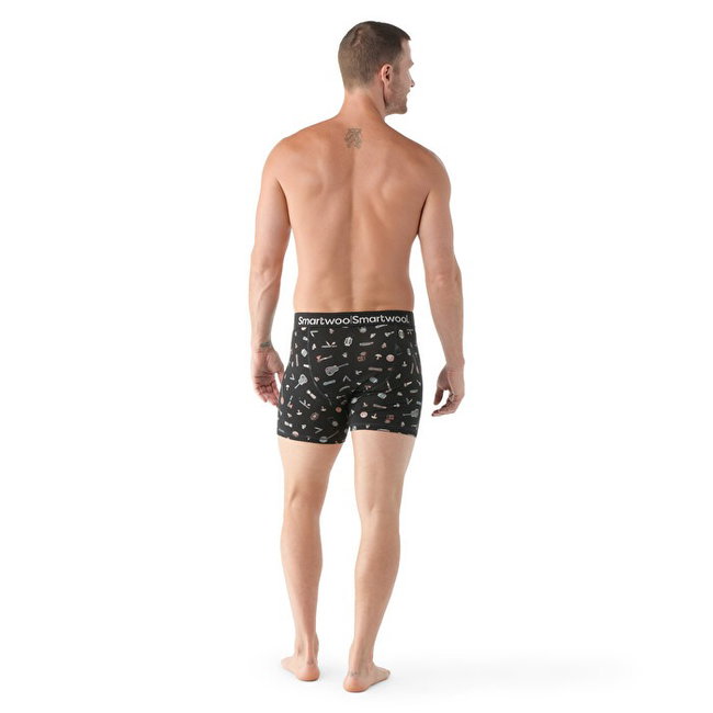 Smartwool - boxer merino - Merino Print Boxer Brief Boxed - Negru