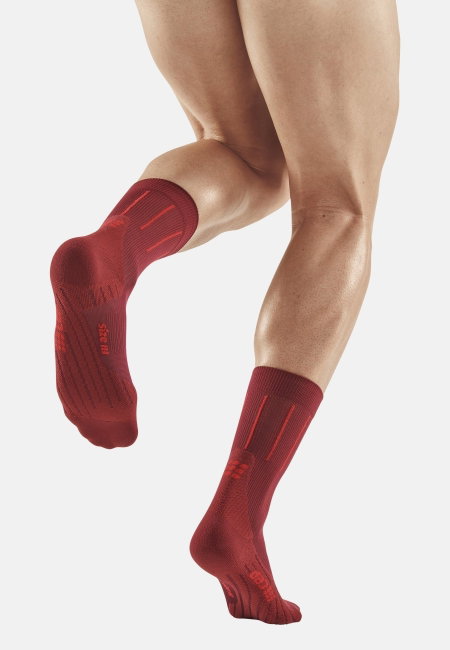 CEP - sosete compresie medii - pinstripe socks running mid cut - red