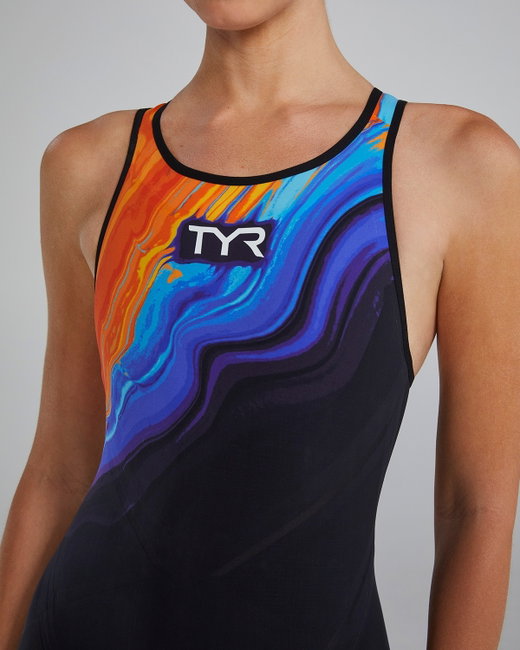 TYR - costum intreg tehnic - VENZO Open Back Volconyx W - portocaliu | bleumarin