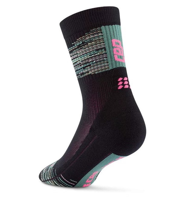 CEP - sosete compresie medii - paris vibes 80`s socks mid cut W - black | green mix