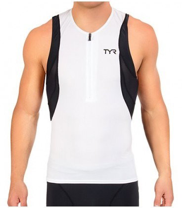 TYR TYR - bluza triatlon fara maneci - Men's Competitor Singlet - alb negru