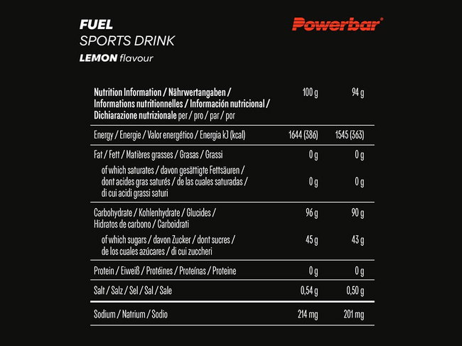 Băutură cu carbohidrați PowerBar Fuel 90 Sports Drink 94g - lămâie
