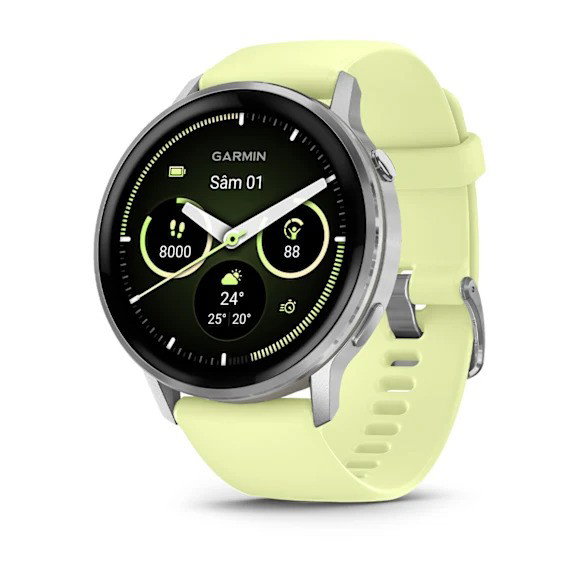 Watches Garmin - Venu 4 45mm smartwatch cu GPS și AMOLED - Silver cu curea de silicon Citron