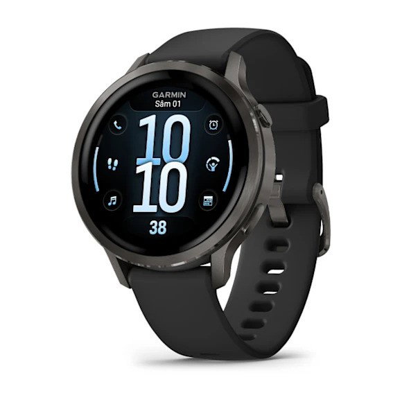 Watches Garmin - Venu 4 41mm smartwatch cu GPS și AMOLED - Gri ardezie cu Curea din silicon negru