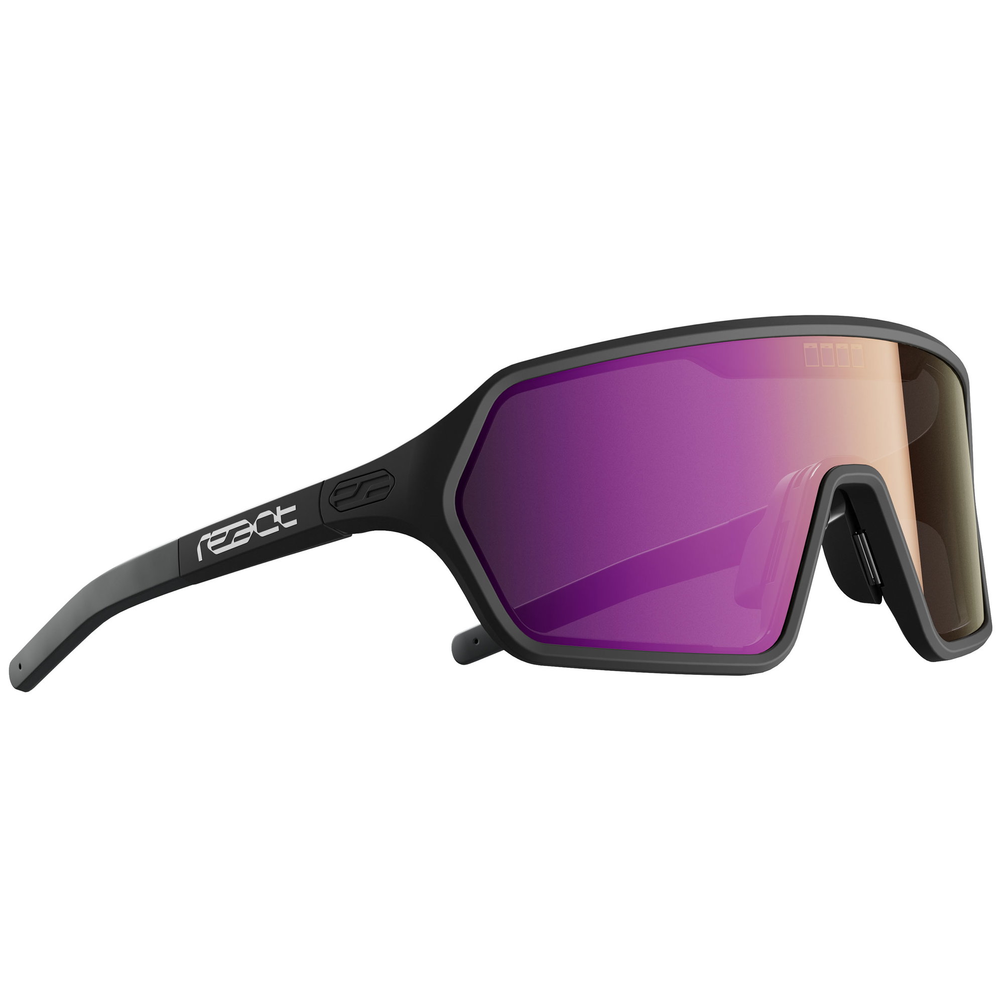 bloc de masura si protectie Ochelari de soare electro fotocromatici React Swiss REV NOVA - lentila mov si rama neagra - masura S