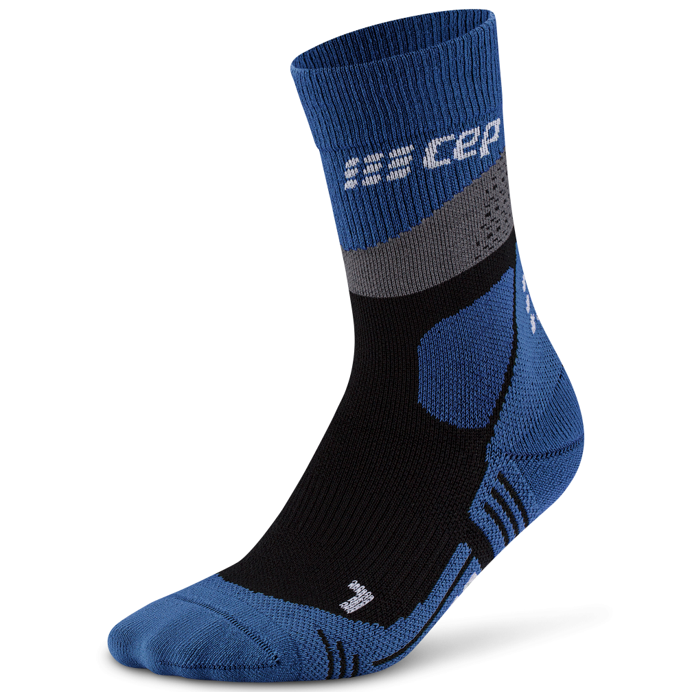 Socks CEP - sosete compresie medii - max cushion hiking merino mid-cut - grey I blue