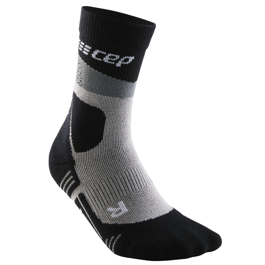 Socks CEP - sosete compresie medii - max cushion hiking merino mid-cut - grey I black