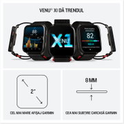 Garmin - Venu X1 - smartwatch cu GPS și AMOLED - Negru cu spate din titan argintiu și curea din nailon ComfortFit neagră