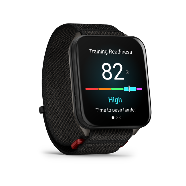 Garmin - Venu X1 - smartwatch cu GPS și AMOLED - Negru cu spate din titan argintiu și curea din nailon ComfortFit neagră