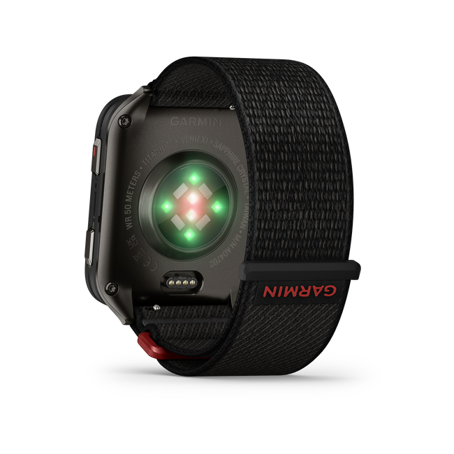 Garmin - Venu X1 - smartwatch cu GPS și AMOLED - Negru cu spate din titan argintiu și curea din nailon ComfortFit neagră