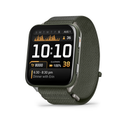 Garmin - Venu X1 - smartwatch cu GPS și AMOLED - Moss cu spate din titan argintiu și curea din nailon ComfortFit Moss