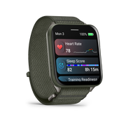 Garmin - Venu X1 - smartwatch cu GPS și AMOLED - Moss cu spate din titan argintiu și curea din nailon ComfortFit Moss