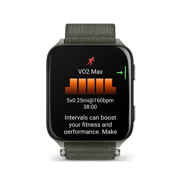 Garmin - Venu X1 - smartwatch cu GPS și AMOLED - Moss cu spate din titan argintiu și curea din nailon ComfortFit Moss