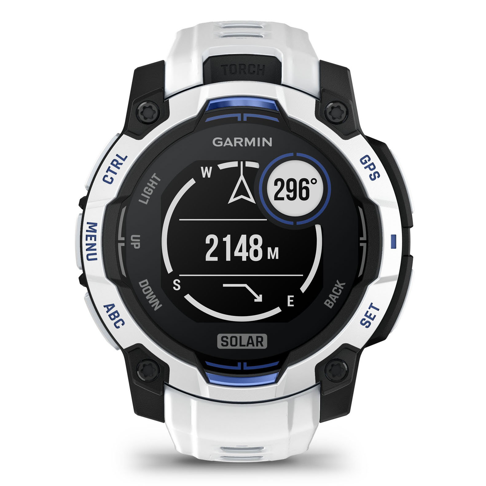 Watches Garmin INSTINCT 3 - 45 mm Solar - Whitestone cu curea Whitestone/albastru intens - smartwatch robust cu GPS