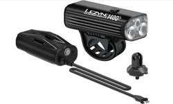 Lezyne - Lumina fata far - MACRO DRIVE 1400+ RECHARGEABLE - 1400 lumeni + Power Pack - USB - negru