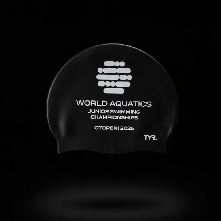 TYR Cască înot TYR World Aquatics Otopeni 2025 - negru/alb, ediție limitată
