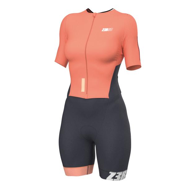 Z3R0D - Costum triatlon femei cu maneci - Racer TTsuit - fusion coral