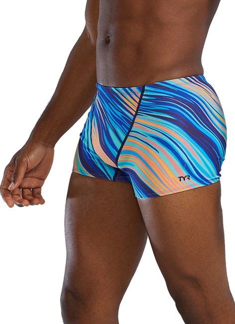 Costum înot TYR Riptide Square Leg - turcoaz/portocaliu | Durafast Elite