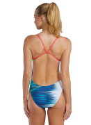 Costum înot întreg femei TYR Bravura Cutoutfit - alb/multicolor | rezistent clor 300h