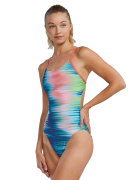 Costum înot întreg femei TYR Bravura Cutoutfit - alb/multicolor | rezistent clor 300h