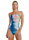 Costum înot întreg femei TYR Bravura Cutoutfit - alb/multicolor | rezistent clor 300h