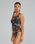 Costum înot întreg femei TYR Durafast Elite Trinityfit - portocaliu/bleu/negru | rezistent clor