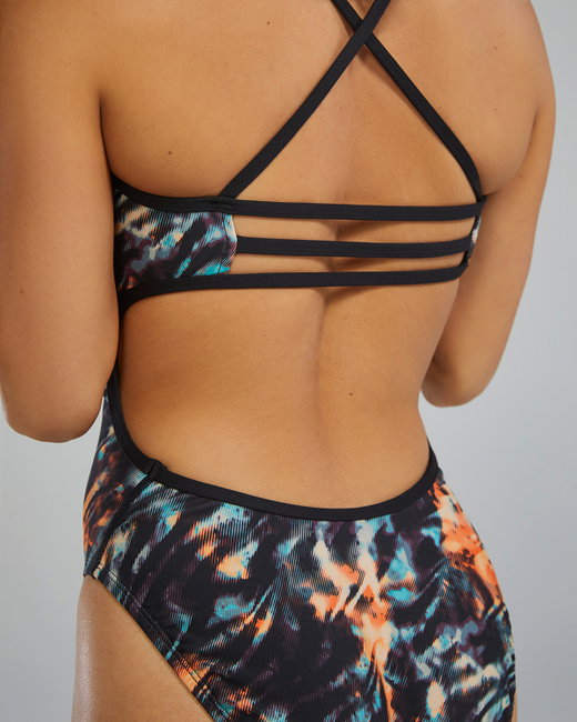 Costum înot întreg femei TYR Durafast Elite Trinityfit - portocaliu/bleu/negru | rezistent clor
