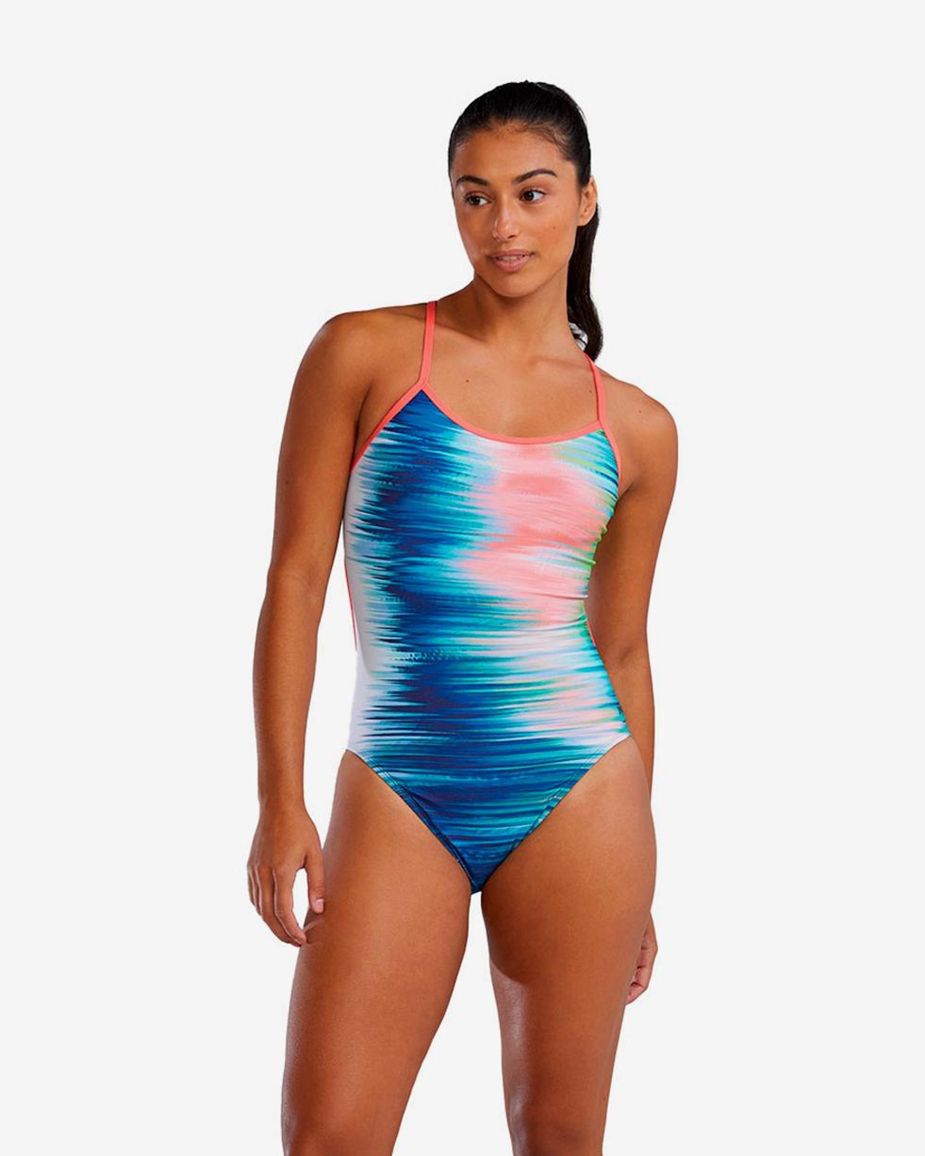 TYR Costum înot întreg femei TYR Bravura Durafast Elite - alb/multicolor | rezistent clor