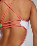 Costum înot întreg femei TYR Bravura Durafast Elite - alb/multicolor | rezistent clor