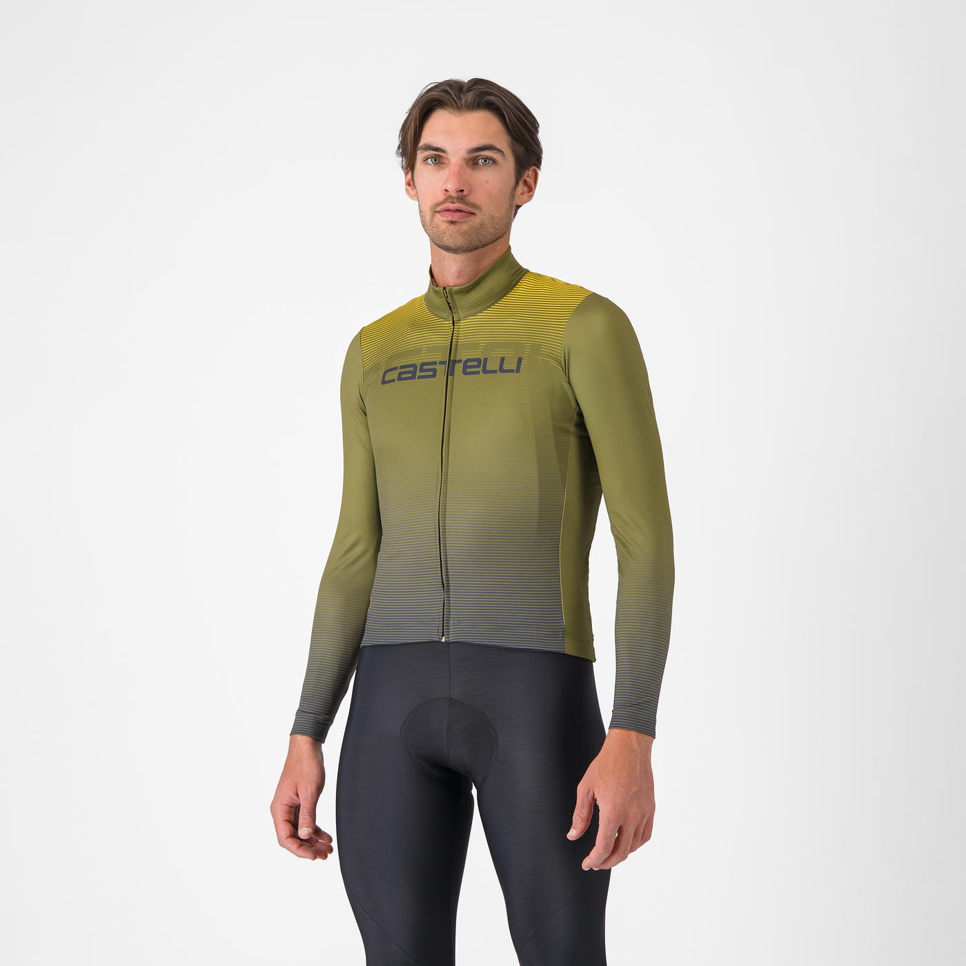 Castelli Tricou ciclism Castelli Apice Thermal - salvie/albastru | confort termic
