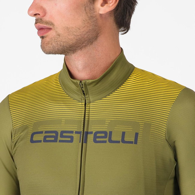 Tricou ciclism Castelli Apice Thermal - salvie/albastru | confort termic