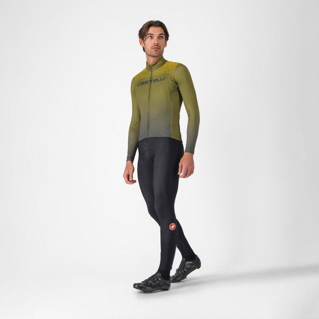 Tricou ciclism Castelli Apice Thermal - salvie/albastru | confort termic