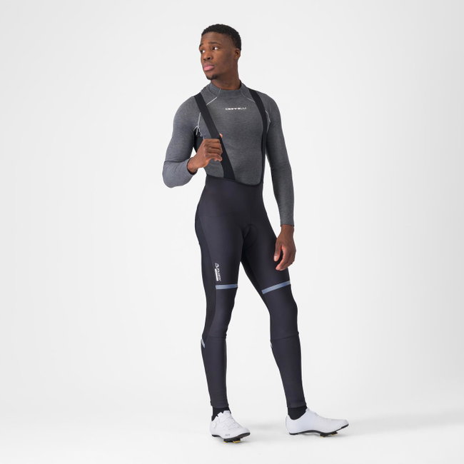Pantaloni ciclism Castelli Polare 4 cu bretele | -5°C până la 5°C - negri
