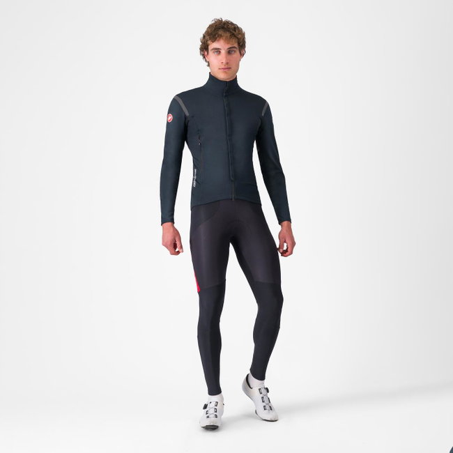 Pantaloni lungi cu bretele Castelli Sorpasso RoS - negru/roșu | protecție maximă