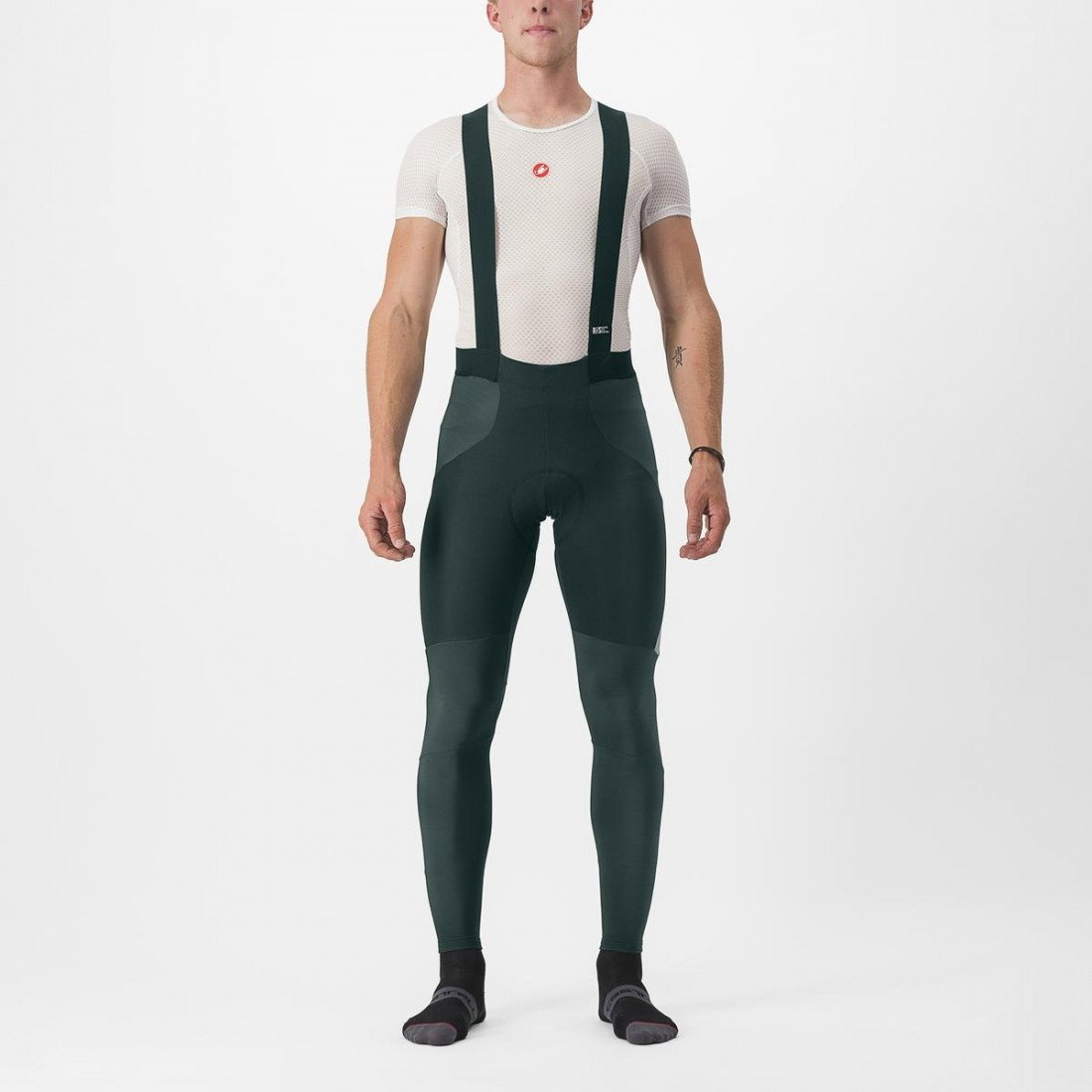 Castelli Pantaloni lungi cu bretele Castelli Sorpasso RoS - verde Rover | protecție maximă