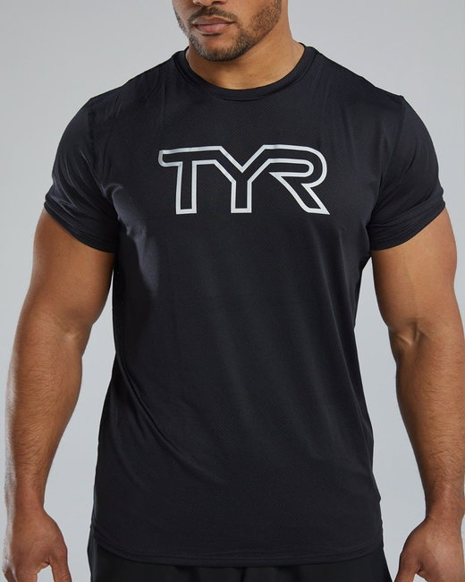 Tricou tehnic TYR Airtec Big Logo Tee - negru | respirabil