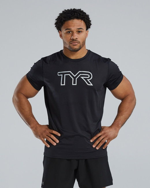 Tricou tehnic TYR Airtec Big Logo Tee - negru | respirabil